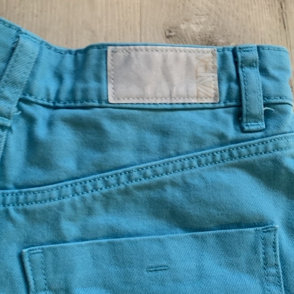 Zara size 4 blue denim jeans‎ high waisted buttons fly blue aqua teal vintage - Picture 9 of 10